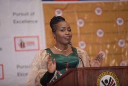 Ms. Caren Wakoli, the Executive Director, ELF-Africa during the PSELF Chohort II graduation.